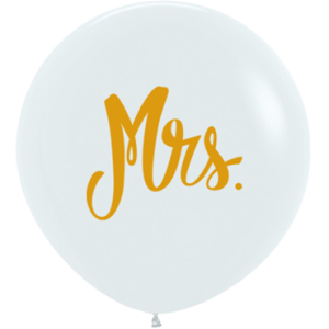 Explosionsballon XL - Mrs wei&szlig;/gold