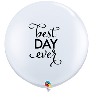Latexballon - Motiv best day ever, weiß - XXL/Latex...