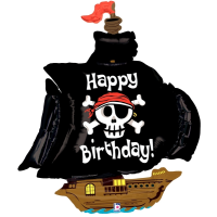 Folienballon - Figur Happy Birthday Piratenschiff - XXL - 117cm/0,09m³
