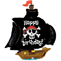 Folienballon - Figur Happy Birthday Piratenschiff - XXL - 117 cm / 0,09 m&sup3;
