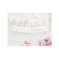 Wimpelgirlande - Welcome weiß - 95 cm x 15 cm