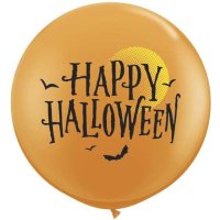Motivballon Happy Halloween, orange - XXXL/Latex - 90cm/0,42m³