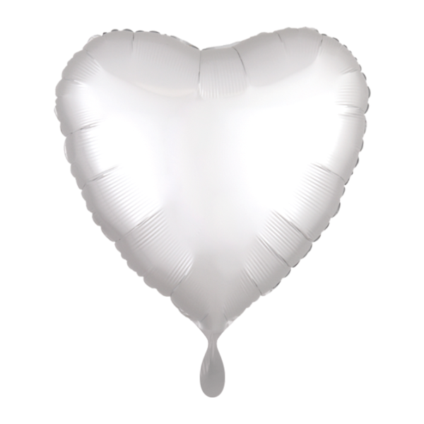 Folienballon Herz weiß satin - S - 45cm/0,02m³