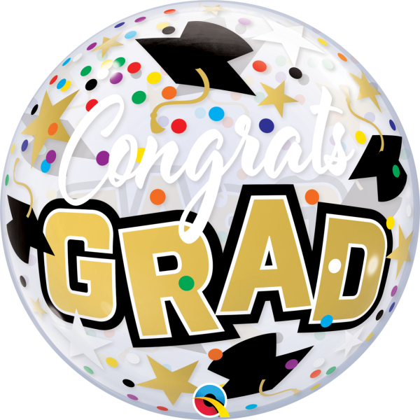 Single Bubble Ballon - Motiv Congrats Grad Stars &...