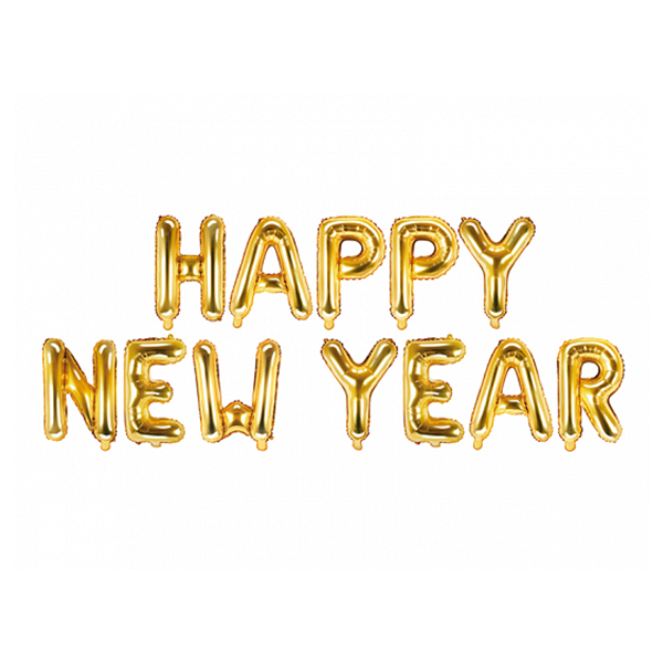 Ballon Buchstaben-Set Happy New Year Gold - S/Folie