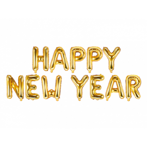 Ballon Buchstaben-Set Happy New Year Gold - S/Folie