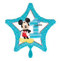Folienballon - Motiv Mickey 1st Birthday - S - 45 cm / 0,02 m³