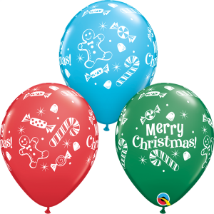 Latexballon - Motiv Merry Christmas Candies