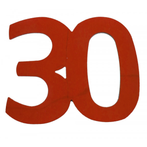 Flitter-Zahl 30 Rot