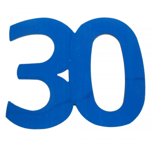 Flitter-Zahl 30 Blau