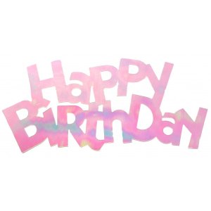 Flitter-Schriftzug Happy Birthday irisierend