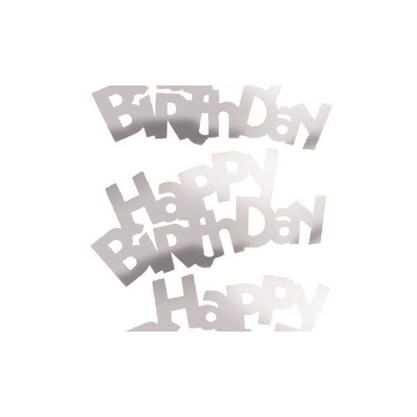 Flitter-Schriftzug Happy Birthday Silber