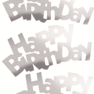 Flitter-Schriftzug Happy Birthday Silber