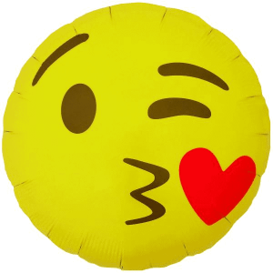 Folienballon - Motiv Emoji Kuss - S - 45cm/0,02m³