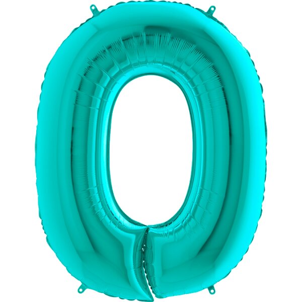 Folienballon - Zahl 0 Türkis - XXXL - 102 cm / 0,09 m³