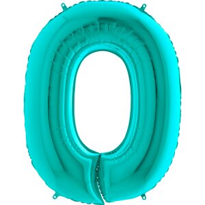Folienballon - Zahl 0 T&uuml;rkis - XXXL - 102 cm / 0,09...