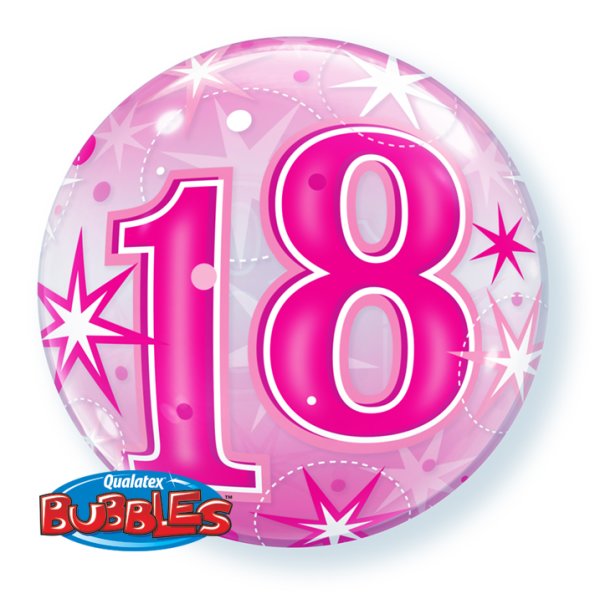 Ballon Zahl 18 Pink - XL/Strechtfolie/Single Bubble -...
