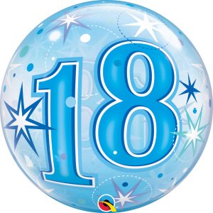 Ballon Zahl 18 Blau - XL/Strechtfolie/Single Bubble -...