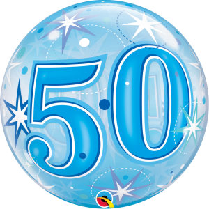 Single Bubble Ballon - Zahl 50 Blau - XL - 56 cm / 0,04...