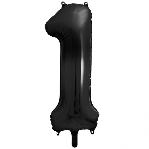 Folienballon - Zahl 1 Schwarz - XXXL - 102 cm / 0,10 m³
