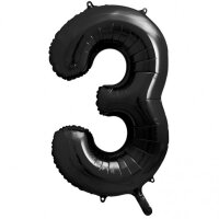 Folienballon - Zahl 3 Schwarz - XXXL - 102 cm / 0,10 m&sup3;