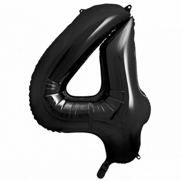 Folienballon - Zahl 4 Schwarz - XXXL - 102 cm / 0,10 m&sup3;
