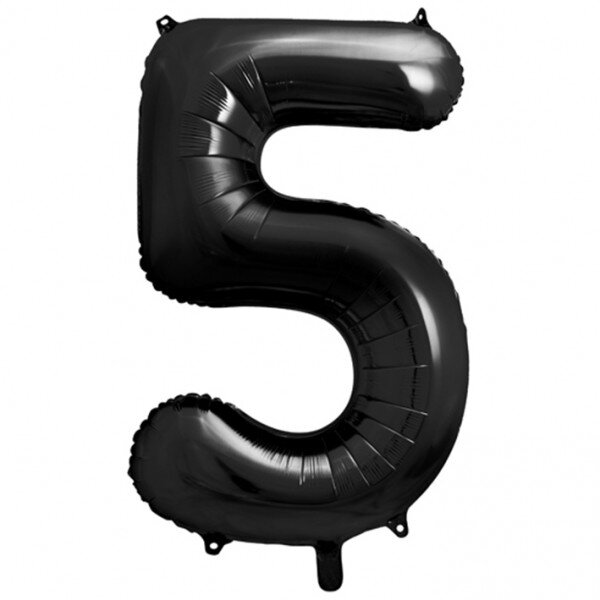 Folienballon - Zahl 5 Schwarz - XXXL - 102 cm / 0,10 m&sup3;