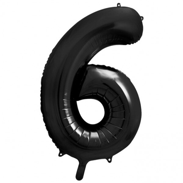Folienballon - Zahl 6 Schwarz - XXXL - 102 cm / 0,10 m&sup3;