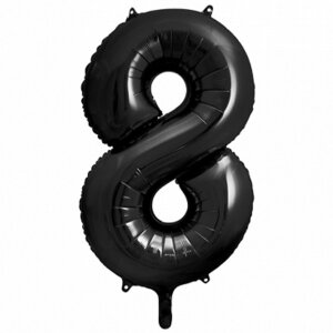 Folienballon - Zahl 8 Schwarz - XXXL - 102 cm / 0,10 m&sup3;