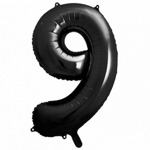 Folienballon - Zahl 9 Schwarz - XXXL - 102 cm / 0,10 m&sup3;