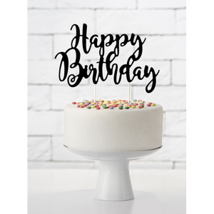 Cake Topper Schwarz Happy Birthday - 22 cm