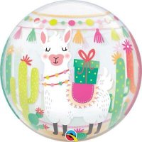 Single Bubble Ballon - Motiv Happy Birthday Llama Party - XL - 56cm/0,04m³