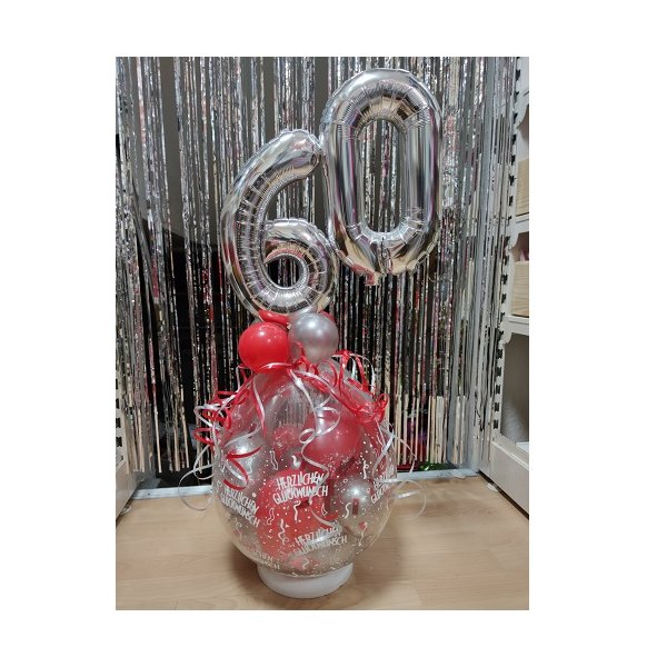 Klassischer Geschenkballon mit Zahlen Silber