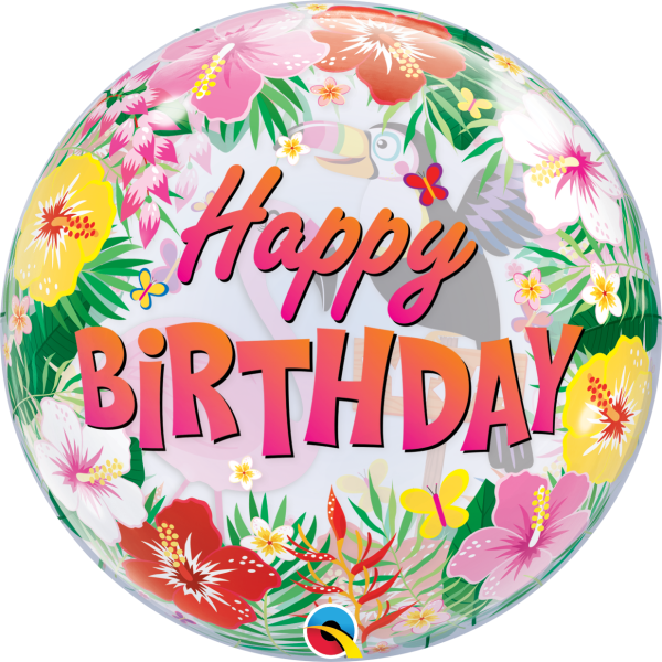 Single Bubble Ballon - Motiv Tropical Birthday Party - XL...