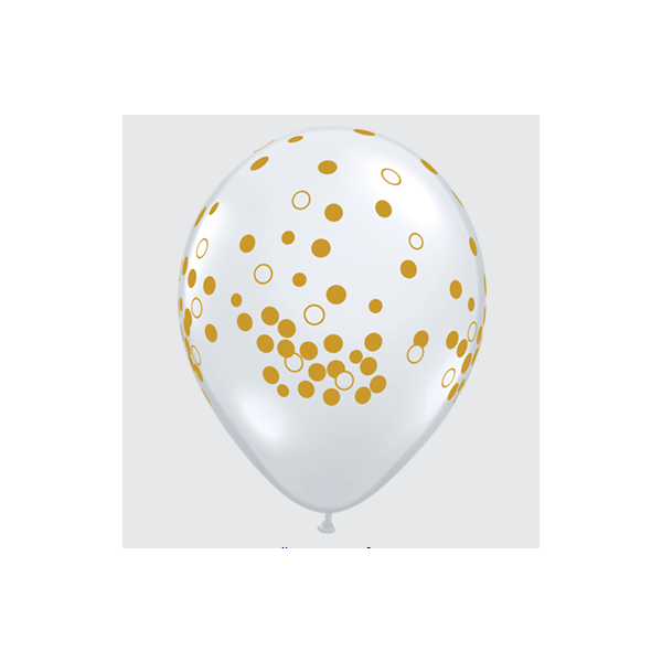 Latexballon - Motiv Confetti Dots Gold - S/Latex - 28cm/0,02m³