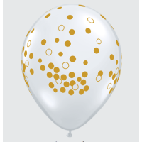 Latexballon - Motiv Confetti Dots Gold - S/Latex - 28cm/0,02m³
