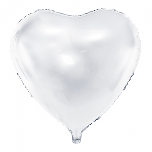 Ballon Herz Weiß - XL/Folie - 61 cm/0,06 m³