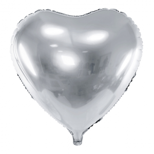 Ballon Herz Silber - XL/Folie - 61 cm/0,06 m³