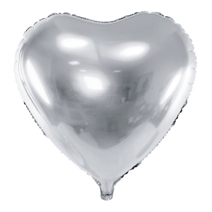 Folienballon - Herz Silber - XL - 61 cm / 0,06 m³