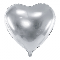 Folienballon - Herz Silber - XL - 61 cm / 0,06 m³