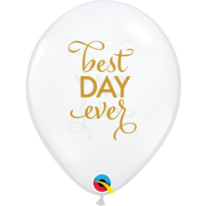 Latexballon - Motiv Best day ever - transparent - S/Latex - 28cm/0,02m&sup3;
