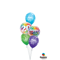 Folienballon - Motiv Zahl  6 Rainbow Confetti - S - 45cm/0,02m³