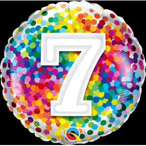 Folienballon - Motiv Zahl 7 Rainbow Confetti - S - 45 cm...