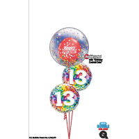 Folienballon - Motiv Zahl 7 Rainbow Confetti - S - 45 cm / 0,02 m³