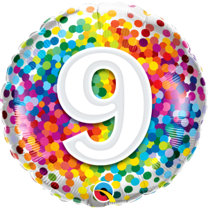 Ballon Rainbow Confetti Zahlen 9