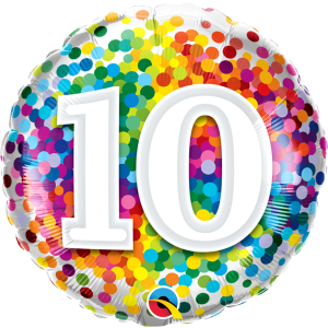 Ballon Rainbow Confetti Zahlen 10