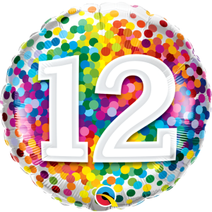 Ballon Rainbow Confetti Zahlen 12