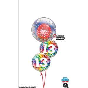 Folienballon - Motiv Zahl 13 Rainbow Confetti - S - 45 cm...