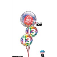 Folienballon - Motiv Zahl 13 Rainbow Confetti - S - 45 cm / 0,02 m&sup3;