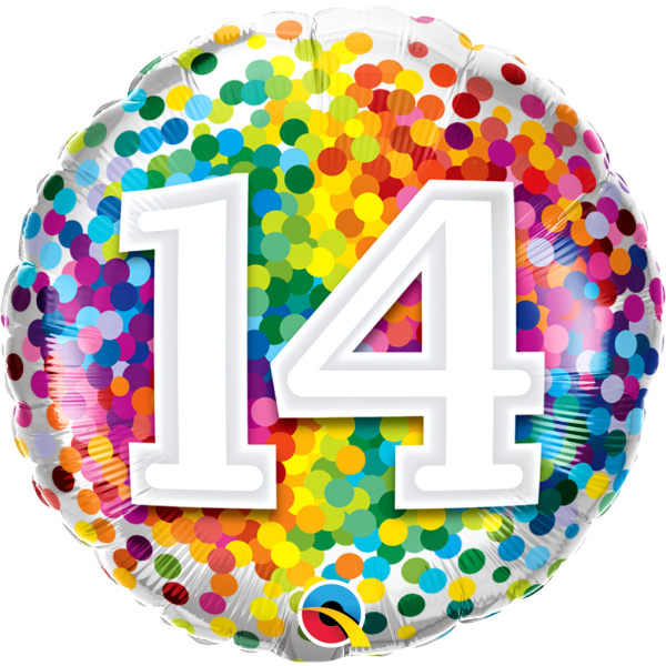 Ballon Rainbow Confetti Zahlen 14